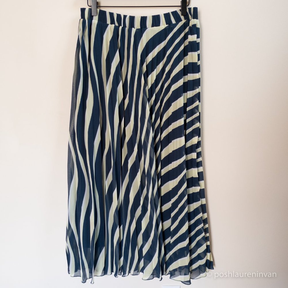 Marks & Spencer Tall M&S Collection Striped Pleated Midi Skirt NWT 8 - Picture 12 of 16